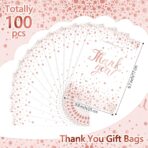 Pajean 100 Pcs Thank You Bags Bulk Small Thank You Plastic Gift Bags with Handle Dots Goodie Treat Shopping Wrap for Birthday Party Favors Business Wedding Baby Shower, 6.7" x 9.8"(White Rose Gold) - Image 4