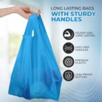 FERRIS 200 Count Large Plastic Shopping Bags with Handles (11"x17"x21") | Heavy-Duty Vest-Style Carrier Bags for Grocery Stores, Retail, Takeout, Markets & Kitchen Use - Blue - Image 4