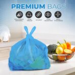 FERRIS 200 Count Large Plastic Shopping Bags with Handles (11"x17"x21") | Heavy-Duty Vest-Style Carrier Bags for Grocery Stores, Retail, Takeout, Markets & Kitchen Use - Blue - Image 6