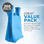 FERRIS 200 Count Large Plastic Shopping Bags with Handles (11"x17"x21") | Heavy-Duty Vest-Style Carrier Bags for Grocery Stores, Retail, Takeout, Markets & Kitchen Use - Blue - Image 8