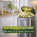 13 Gallon Biodegradable Trash Bags with Drawstrings, 75 Count Plant Based, Code Q Tall Kitchen Compost Bags 50 Liter Bin - Green Garbage Liners - 1.3 mil Thick Heavy Duty and Eco Friendly Trash Bags - Image 5