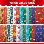 Joiedomi 72 PCS of Christmas Goody Kraft Bags, 12 Assorted Xmas Designs Small Holiday Goodie Gift Bags for Classrooms Party Favors, Christmas Craft Party Treat (9.75" x 3" x 5") - Image 3