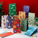Joiedomi 72 PCS of Christmas Goody Kraft Bags, 12 Assorted Xmas Designs Small Holiday Goodie Gift Bags for Classrooms Party Favors, Christmas Craft Party Treat (9.75" x 3" x 5") - Image 7