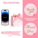 VGOODALL 24PCS Thank You Gift Bags, 4.5x3.9x1.8Inches Mini Party Favor Bags Pink small Candy Boxes with Ribbon Small Gift Boxes for Wedding Bridal Baby Shower Birthday Party - Image 3