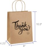 BagDream Brown Gift Bags 8x4.25x10.5 25Pcs Thank You Paper Gift Bags with Handles for Shopping, Wedding Birthday Party Favor, Retail, Merchandise, Business, Recycled Kraft Medium Paper Sacks - Image 3