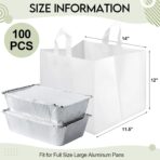 100 Pcs Half Tray Catering Bags Take out Bags Bulk Catering Bag with Cardboard Bottom and Soft Loop Handles for Restaurant, Retail, Business - Image 3