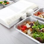 100 Pcs Half Tray Catering Bags Take out Bags Bulk Catering Bag with Cardboard Bottom and Soft Loop Handles for Restaurant, Retail, Business - Image 5