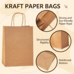 YEEHAW Brown Paper Bags with Handles Bulk 8"x4.5"x10.8" 100Pcs Gift Kraft Bags Medium Size, Brown Craft with Handles, Gifts Bag Bulk for Retail, Party, Shopping, Valentines - Image 4
