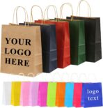 Lsoiapk Custom 25 50 100 Paper Gift Bags with Handles,Personalized Retail Kraft Paper Bags with Logo,Party Favor Thank You Bag for Birthday,Baby Shower,Small Business (Small, 15x8x21cm) - Image 2