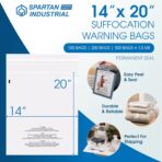 Spartan Industrial - 14" X 20" (500 Count) Self Seal Clear Poly Bags with Suffocation Warning for Packaging, Clothes - Permanent Adhesive - Image 3