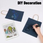 Joybe 200 Pack 8x4.75x10 Inch Medium Navy Blue Kraft Paper Bags with Handles Bulk, Craft Paper Gift Bags for Party Favors Grocery Retail Shopping Business Goody Merchandise Take Out Blank Sacks - Image 6