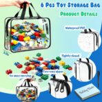 6 Pack Clear Toy Storage Organizer Bags Large with Double Zipper Waterproof PVC Material Travel Toy Organizer Pouch with Handles for Puzzle, Blocks, Board games, Kids Books Toy Organizing - Image 5
