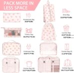 KPX 8 Set Packing Cubes for Travel, Luggage Packing Organizers Accessories Large Toiletries Bag for Clothes Shoes Cosmetics (8Set-Pink Bow) - Image 3