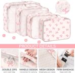 KPX 8 Set Packing Cubes for Travel, Luggage Packing Organizers Accessories Large Toiletries Bag for Clothes Shoes Cosmetics (8Set-Pink Bow) - Image 4