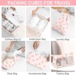 KPX 8 Set Packing Cubes for Travel, Luggage Packing Organizers Accessories Large Toiletries Bag for Clothes Shoes Cosmetics (8Set-Pink Bow) - Image 5