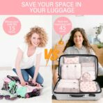 KPX 8 Set Packing Cubes for Travel, Luggage Packing Organizers Accessories Large Toiletries Bag for Clothes Shoes Cosmetics (8Set-Pink Bow) - Image 6