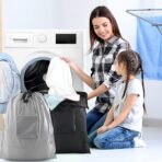 2 Pcs JHX Travel Laundry Bags, Dirty Clothes Organizer【Upgraded】with Handles and Aluminum Carabiner for Travel, Camp, Fitness, and Students (Black&Grey) 24"L x 21"W - Image 8