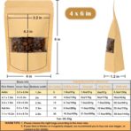 Blisstime 50 Pack Kraft Paper Stand Up Pouch Bags, Resealable Bag with Transparent Window and Tear Notch for Multipurpose Storage (4 X 6 Inches) - Image 3