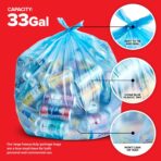 Heavy-Duty Blue Recycling Bags, 120-Pack Blue Garbage Bags For Recycling | 33-Gallon Capacity| Commercial, Industrial or Home Use - Image 4