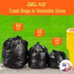 Delxo 30-33 Gallon Trash Bags, 250 Count – Medium Duty Garbage Bags, Thick, Durable & Puncture-Resistant Plastic Bolsas para basura, Perforated Design– Made in USA for Kitchen, Yard, Office (Black) - Image 9