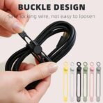 Data Cable Organizer, 2025 New Elastic Silicone Cable Straps Cord Organizer, Reusable Cable Ties Wire Organizer for Bundling and Fastening Earphone, Phone Charger (6 Pcs) - Image 4