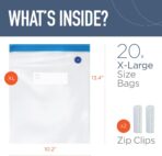 Sous Vide Bags Only Kit For Anova and Joule Cookers, 20 Extra Large Reusable BPA Free Food Vacuum Sealer Bags - Image 3