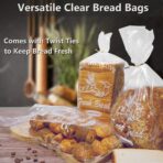 Bread Loaf Packing Bags with Ties, Printed Large Bakery Homemade Bread Plastic Bags, 8” x 4” x 18”,40 Pack, Printed Container Reusable Adjustable - Image 6