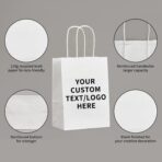 YEEHAW Personalized Custom Paper Bags, 50 Custom Printed Kraft Paper Bags for Small Business, 8x4.5x10.8 Inch Medium Size, DIY Retail Gift Bags with Logo, Brown Shopping Paper bag with Handle, Goodie - Image 5