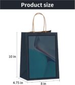 Joybe 100 Pack 8x4.75x10 Inch Medium Navy Blue Kraft Paper Bags with Handles Bulk, Craft Paper Gift Bags for Party Favors Retail Shopping Business Goody Merchandise Take Out Blank Sacks (100pcs) - Image 3