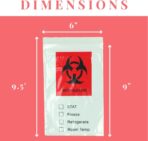 Pack of 100 – 6 x 9 Inch, 2 Mil Thick, Biohazard Clear Bags with Red Biohazard label and Pouch for Documentation – Use in Clinics, Medical Facilities, Health Care Facilities, or Laboratories - Image 3