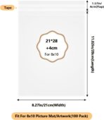 100 Pack Acid-Free Crystal Clear Sleeves Storage Bags for 8x10 Art Prints/Framing Mat Mattes/Photos/Pictures, OPP Sleeves Storage Bags(Bag Size: 8 4/15"/21cmX 11"/28cm) - Image 4