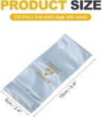 MECCANIXITY 100 Pcs Anti Static Bags 2.4" x 5.9" Resealable ESD Shielding Bag with Labels for Hard Drive HDD SSD Electronic Device Motherboards, Silver Gray - Image 3