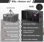 6 Pack Extra Large Heavy Duty Moving Bags with Reinforced Zipper & Wide Handles, Moisture-Resistant Storage Bins Packing Cubes for Clothes, College Dorm, Travel, and Home Organization, Black - Image 10