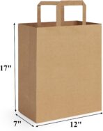 BagDream 12x7x17 50Pcs Large Paper Grocery Bags with Handles Kraft Brown Gift Bags for Shopping Retail Merchandise Flat Handles Recycled Takeout/to Go Barrel Sacks - Image 3