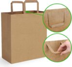 BagDream 12x7x17 50Pcs Large Paper Grocery Bags with Handles Kraft Brown Gift Bags for Shopping Retail Merchandise Flat Handles Recycled Takeout/to Go Barrel Sacks - Image 4