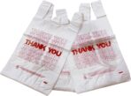 TashiBox Plastic bags with handles，thank you bags，Measures 11.5" X 6.25" X 21", 15mic, 0.6 Mil (400 Count),Reusable and Disposable Grocery Bags - Image 3