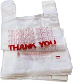 TashiBox Plastic bags with handles，thank you bags，Measures 11.5" X 6.25" X 21", 15mic, 0.6 Mil (400 Count),Reusable and Disposable Grocery Bags - Image 5