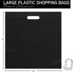 Purple Q Crafts Large Plastic Bag with Die Cut Handle Bag 18"x18" Black Plastic Merchandise Bags 50 Pack for Retail, Gifts, Trade Show and More - Image 3