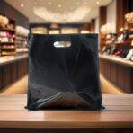 Purple Q Crafts Large Plastic Bag with Die Cut Handle Bag 18"x18" Black Plastic Merchandise Bags 50 Pack for Retail, Gifts, Trade Show and More - Image 5