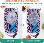 Choco Mocha Snack Bag for Kids Small Cooler Bags Insulated & Freezable Snack Bag For School Toddler Snacks Bag, Dinosaur Pink - Image 5