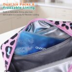 Choco Mocha Snack Bag for Kids Small Cooler Bags Insulated & Freezable Snack Bag For School Toddler Snacks Bag, Dinosaur Pink - Image 6