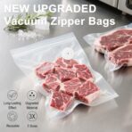 MEGAWISE Vacuum Zipper Bags 20Pcs (8.5 * 8.5in), BPA Free, Reusable Food Storage Bags with Air Valve for Sous Vide Cooking/Freezer/Microwave Heating, with 5 Seal Clips. - Image 4