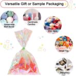 HRX Package 120pcs Iridescent Cellophane Treat Bags with Ties, 6x9 inch Holographic Plastic Goody Bags for Candy Party Favors Small Gifts - Image 6