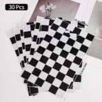 Mikzhskr 30Pcs Race Car Party Favors Bag Goodie bags Racing in Speed Party Decorations Soccer Theme Black and White Checkered Candy Bags with Handles for Kids Race Car Birthday Party Supplies - Image 3