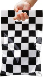 Mikzhskr 30Pcs Race Car Party Favors Bag Goodie bags Racing in Speed Party Decorations Soccer Theme Black and White Checkered Candy Bags with Handles for Kids Race Car Birthday Party Supplies - Image 4