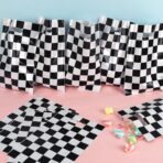 Mikzhskr 30Pcs Race Car Party Favors Bag Goodie bags Racing in Speed Party Decorations Soccer Theme Black and White Checkered Candy Bags with Handles for Kids Race Car Birthday Party Supplies - Image 6