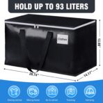BlissTotes Collapsible Moving Bags - Heavy Duty Boxes with Zippers and Handles, Space Saving Packing Totes for Moving Supplies Storage (93L, 6-Pack, Black) - Image 3