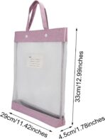 enyuwlcm Nylon Document Bag with Handle Light Transparent Mesh File Tote Bag Pouch for Carrying Books Papers (2, Pink&Green) - Image 3