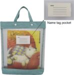 enyuwlcm Nylon Document Bag with Handle Light Transparent Mesh File Tote Bag Pouch for Carrying Books Papers (2, Pink&Green) - Image 6