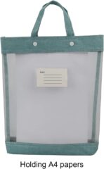 enyuwlcm Nylon Document Bag with Handle Light Transparent Mesh File Tote Bag Pouch for Carrying Books Papers (2, Pink&Green) - Image 7